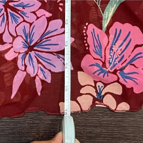 NWT Free People Sheer Floral Print Of Paradise bell sleeve tropical Top fairy - Picture 7 of 7